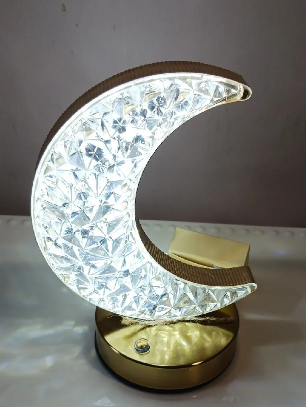 🌙Crystal Crescent Moon LED Night Light - Gold & Clear Rechargable Touch Control